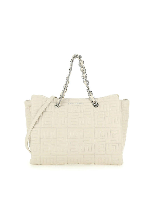 ERMANNO SCERVINO Polly Borsa Double Handle Ivory Bianco 12401561 - Sandrini Calzature e Abbigliamento