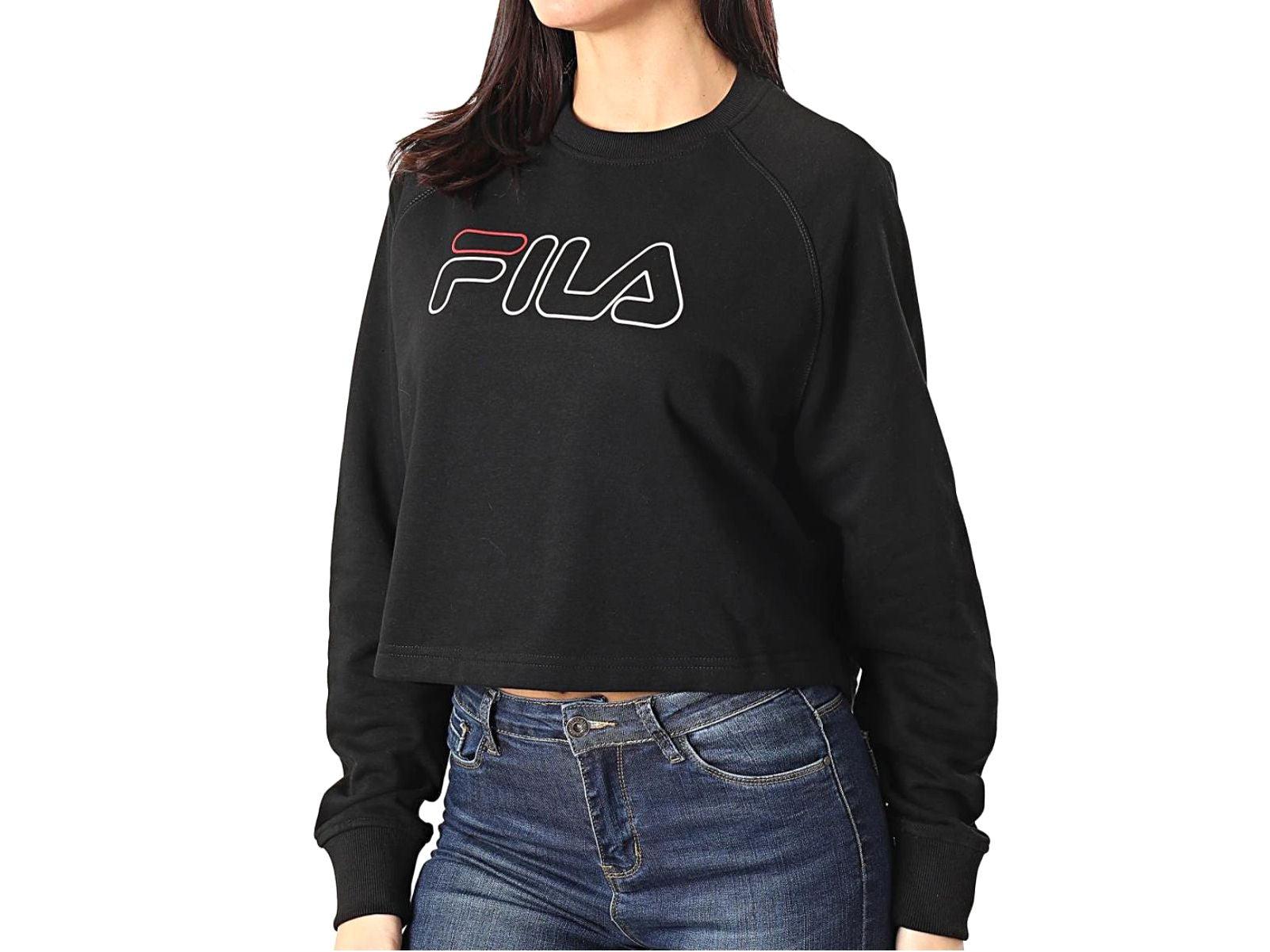 FILA Jamina Cropped Crew Sweat Felpa Black - Sandrini Calzature e Abbigliamento