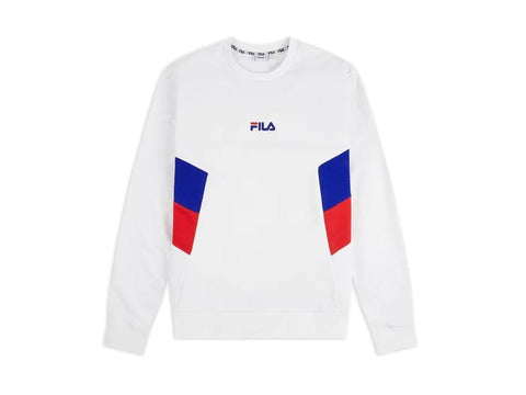 FILA Men Baker Crew Sweet Felpa White Surf Red 687481 - Sandrini Calzature e Abbigliamento