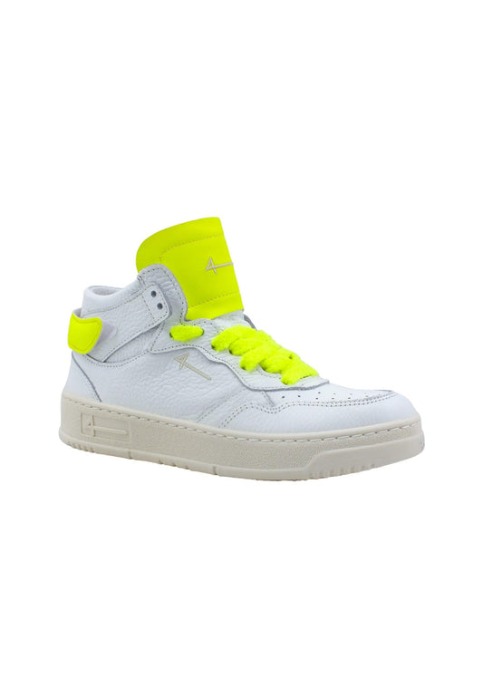 FOURLINE Sneaker Mid Max Donna Bianco Giallo Fluo X100 - Sandrini Calzature e Abbigliamento