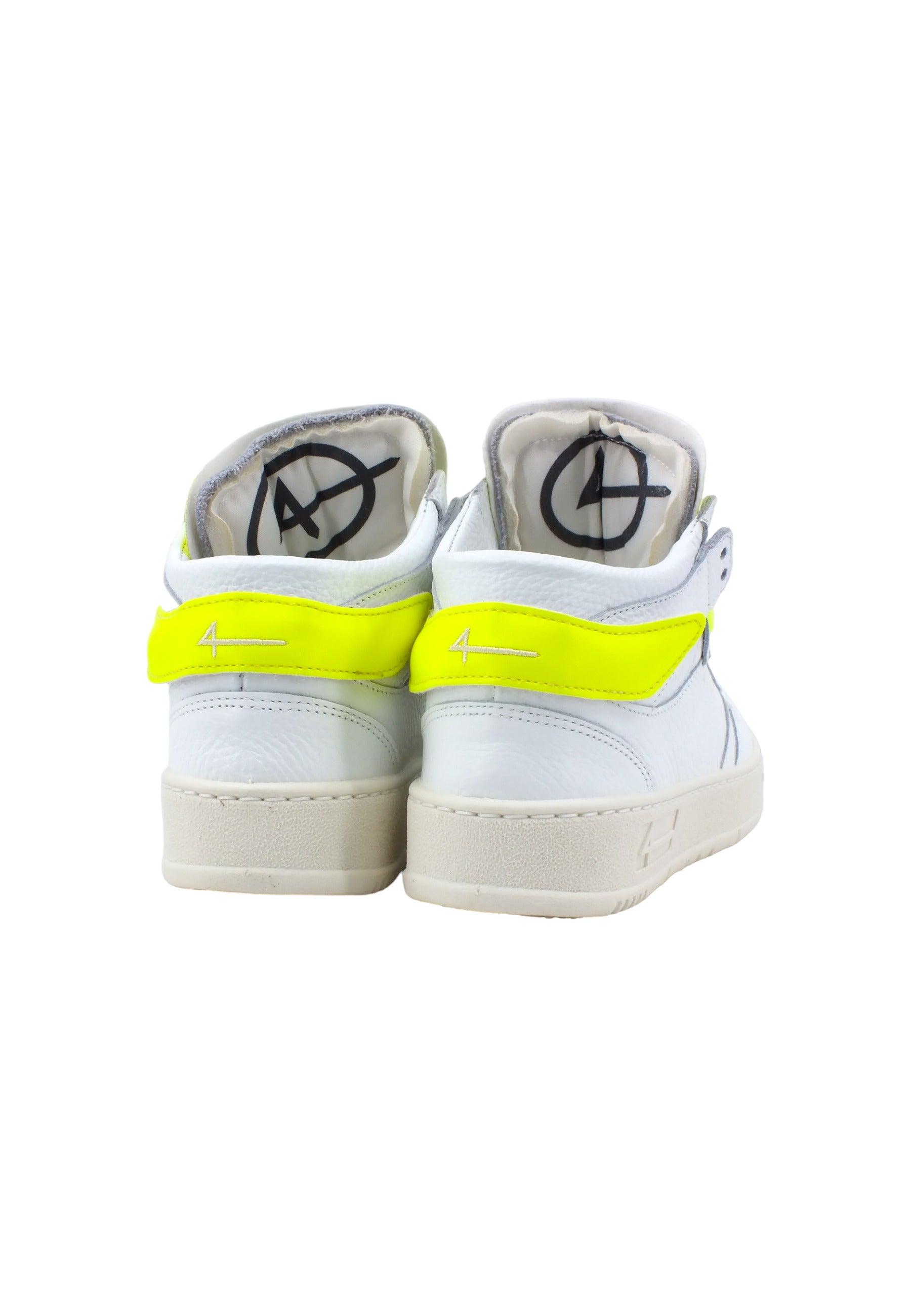 FOURLINE Sneaker Mid Max Donna Bianco Giallo Fluo X100 - Sandrini Calzature e Abbigliamento