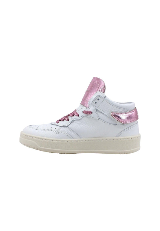 FOURLINE Sneaker Mid Max Donna Bianco Lamè Rosa X109 - Sandrini Calzature e Abbigliamento