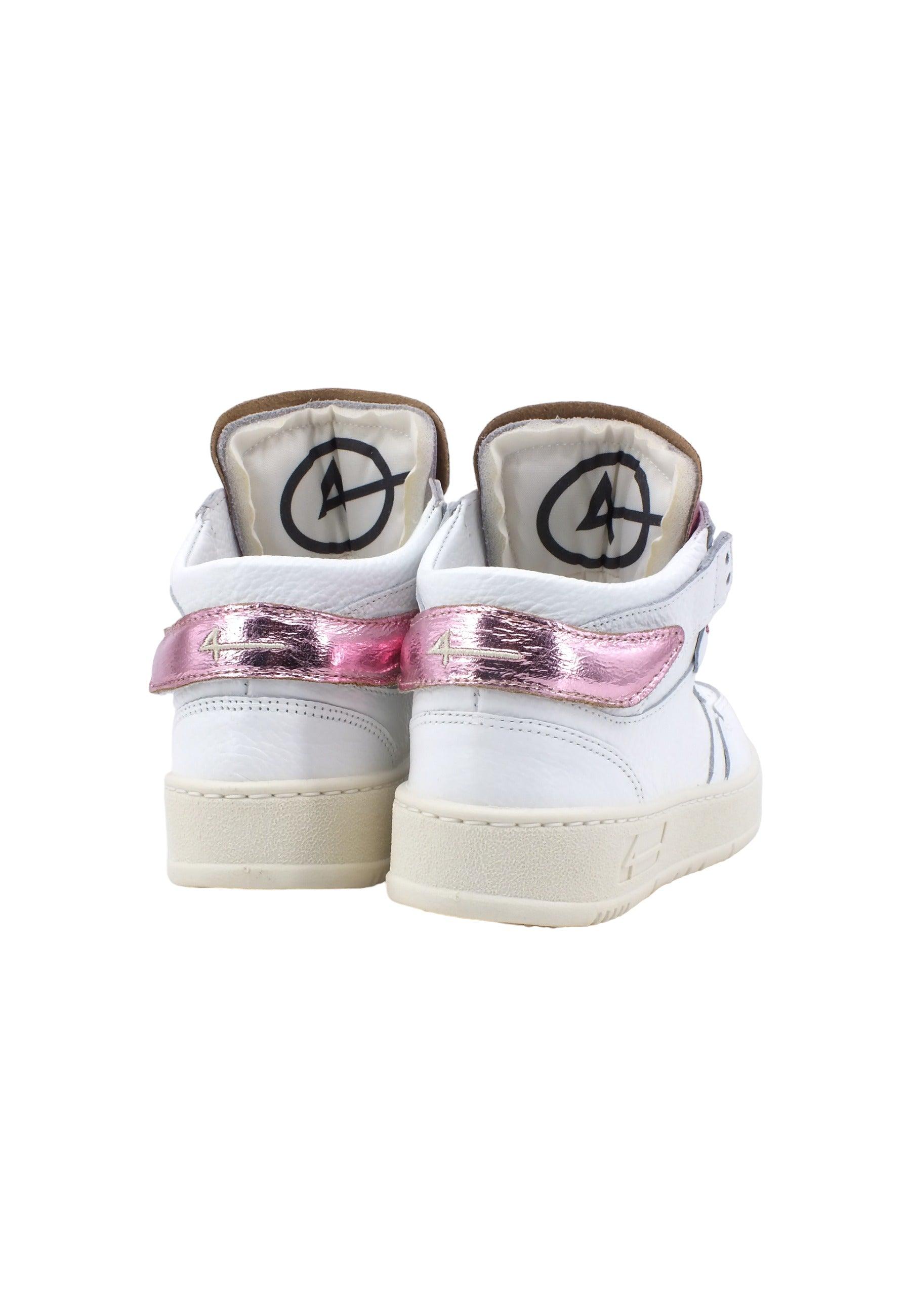 FOURLINE Sneaker Mid Max Donna Bianco Lamè Rosa X109 - Sandrini Calzature e Abbigliamento