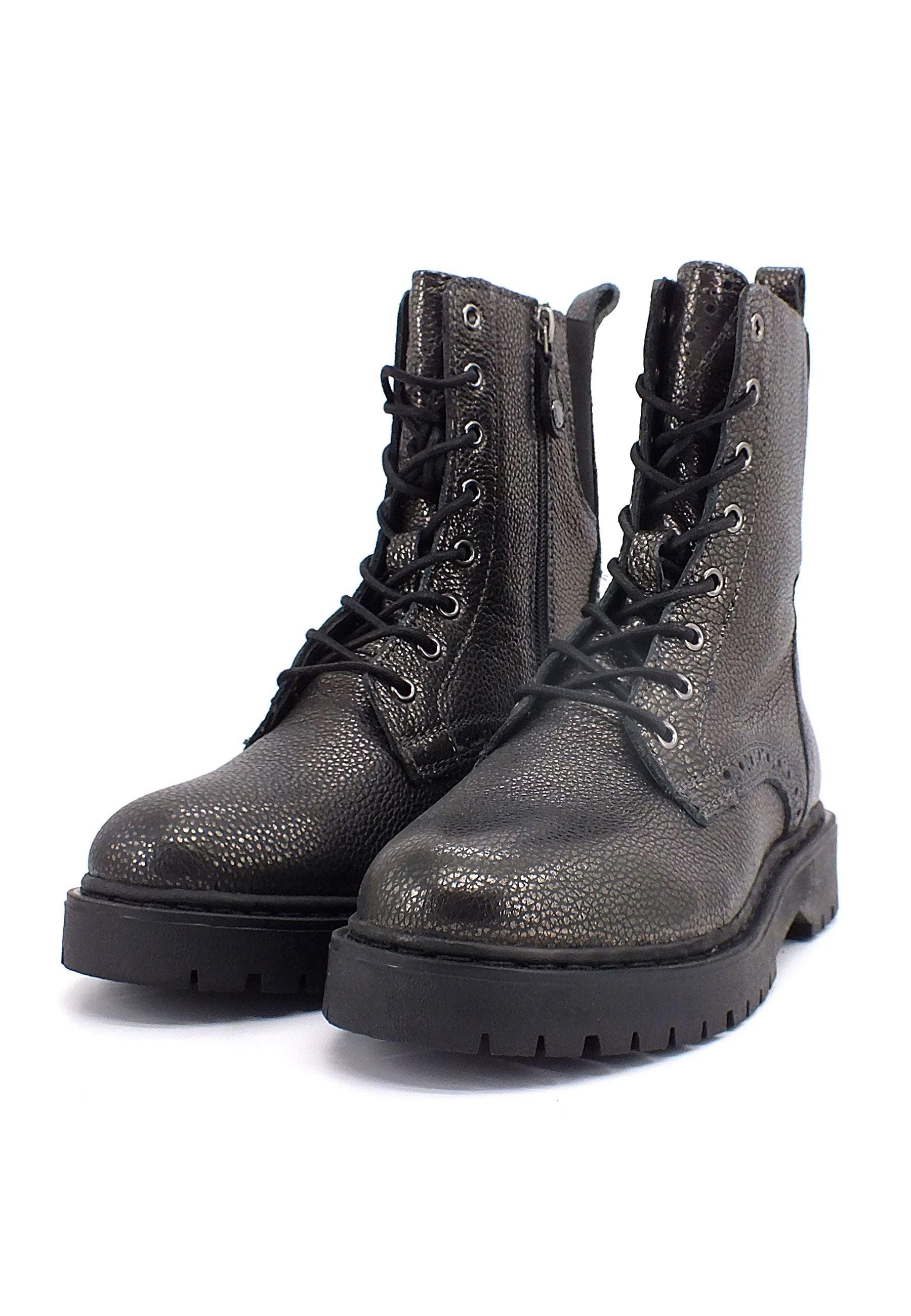 GEOX Bleyze Stivaletto Anfibio Donna Silver Gun D26QDD000CRC1357 - Sandrini Calzature e Abbigliamento