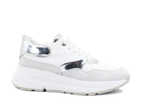 GEOX D Backshe C White Silver D02FLC085BNC007 - Sandrini Calzature e Abbigliamento