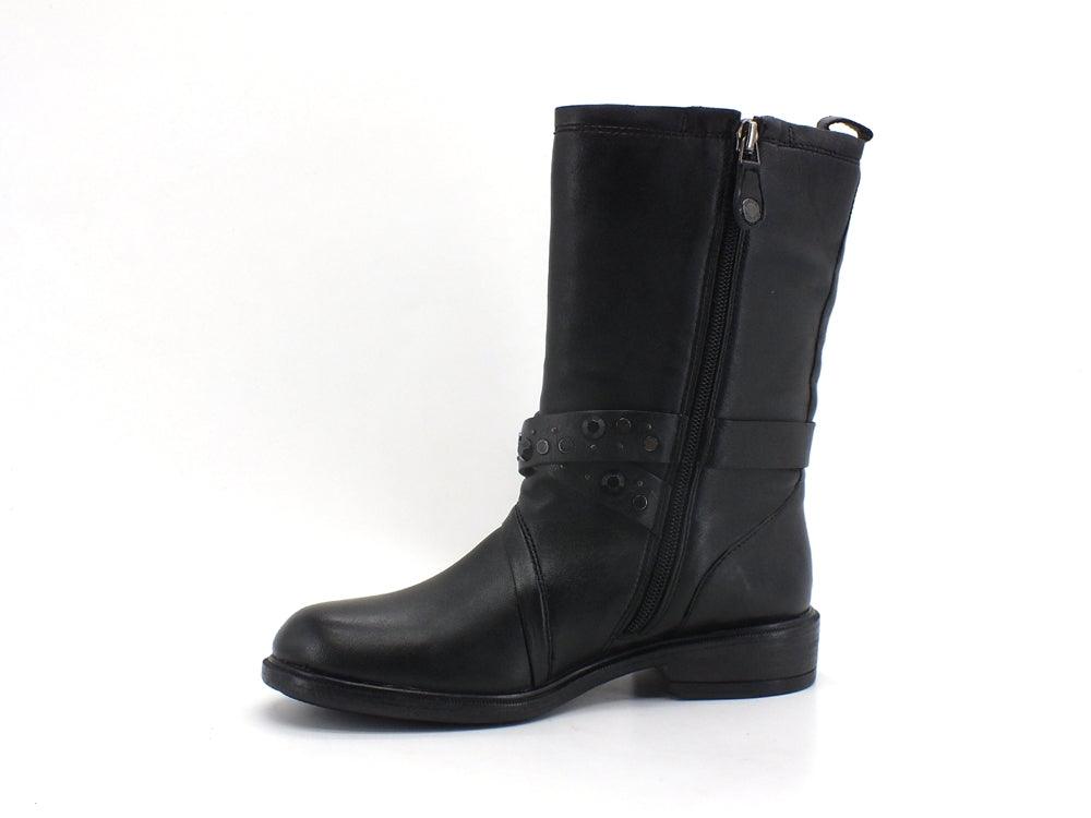GEOX D Catria Stivaletto Biker Borchiette Black D16LQG000TUC9999 - Sandrini Calzature e Abbigliamento