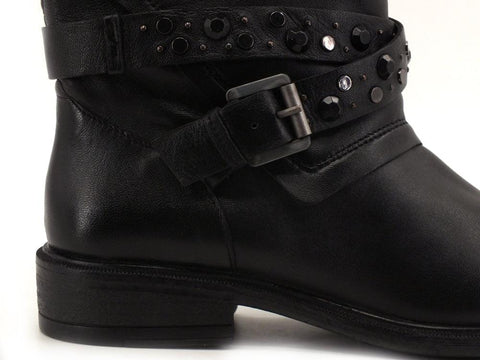 GEOX D Catria Stivaletto Biker Borchiette Black D16LQG000TUC9999 - Sandrini Calzature e Abbigliamento
