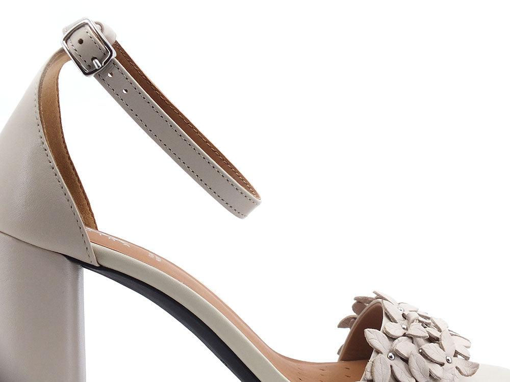 GEOX Sandalo Tacco Pelle Eraklia Beige Crema - Sandrini Calzature e Abbigliamento