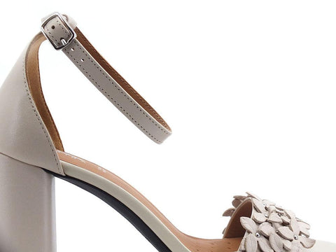 GEOX Sandalo Tacco Pelle Eraklia Beige Crema - Sandrini Calzature e Abbigliamento