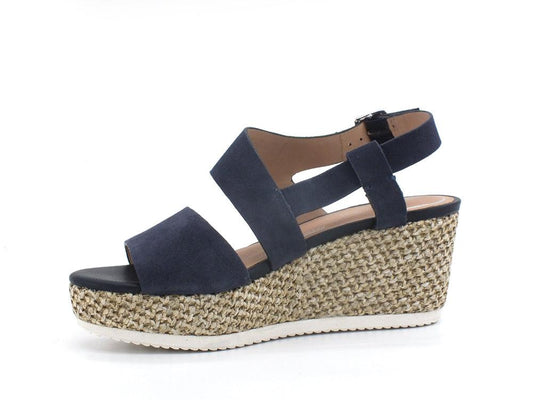 GEOX Sandalo Zeppa Pelle Lipari Dark Jeans Blu - Sandrini Calzature e Abbigliamento