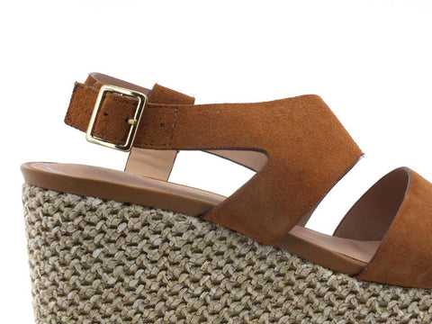 GEOX Sandalo Zeppa Pelle Lipari Marrone Cognac - Sandrini Calzature e Abbigliamento
