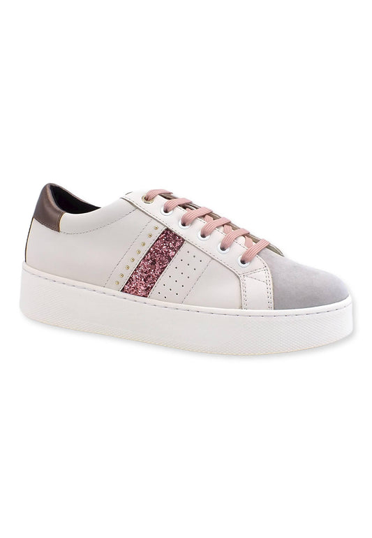 GEOX Skyely Sneaker Donna Glitter Off White Rose D16QXE085CFC1Q8J - Sandrini Calzature e Abbigliamento