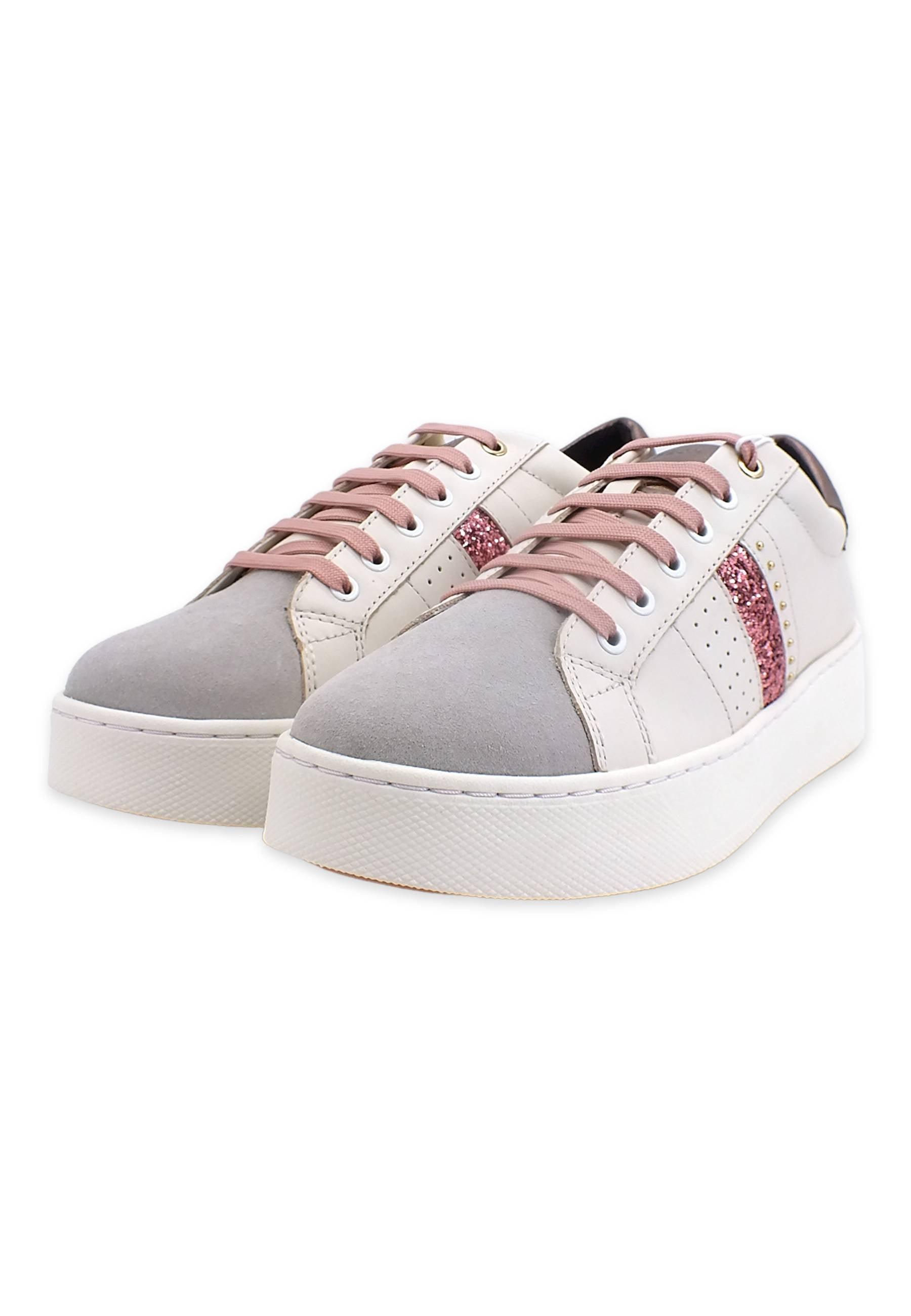 GEOX Skyely Sneaker Donna Glitter Off White Rose D16QXE085CFC1Q8J - Sandrini Calzature e Abbigliamento