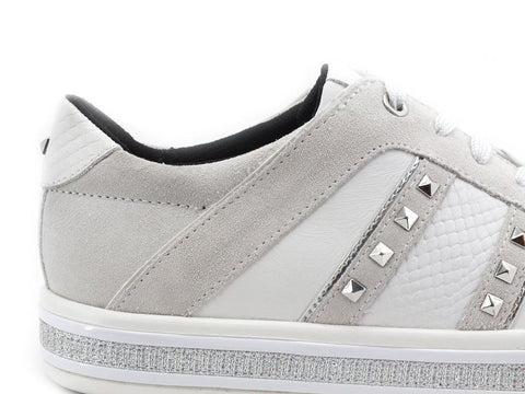 GEOX Sneaker Bande Borchie White Off D16FFC08522C1352 - Sandrini Calzature e Abbigliamento
