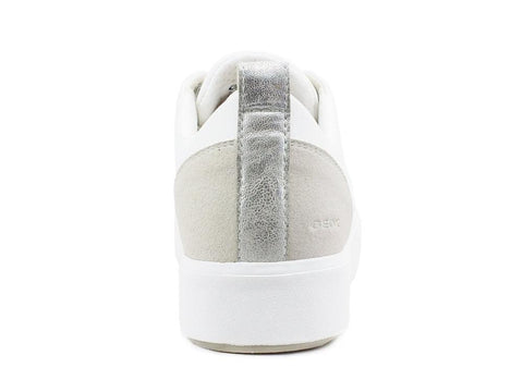 GEOX Sneaker Donna Pelle Laminata White Silver D02DZA0BCBNC0007 - Sandrini Calzature e Abbigliamento