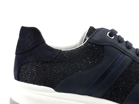 GEOX Sneaker Glitter Running Airell Blu Jeans - Sandrini Calzature e Abbigliamento