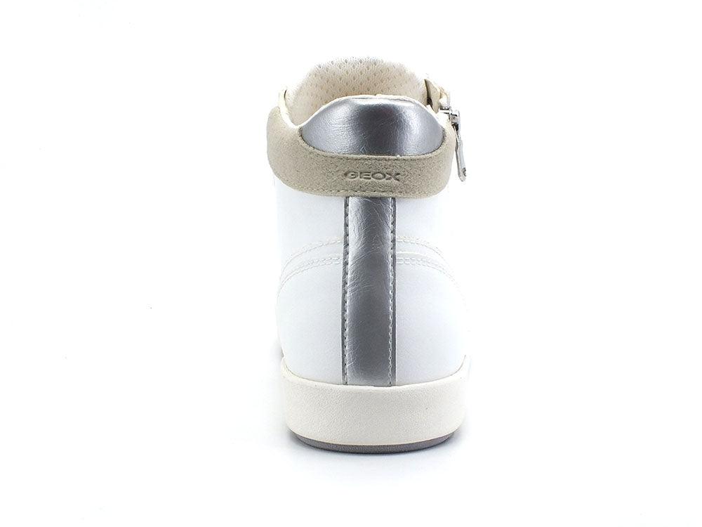 GEOX Sneaker Hi Metal Pelle Blomiee Bianco Argento - Sandrini Calzature e Abbigliamento