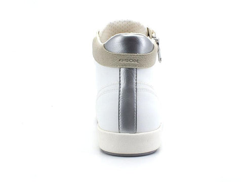 GEOX Sneaker Hi Metal Pelle Blomiee Bianco Argento - Sandrini Calzature e Abbigliamento