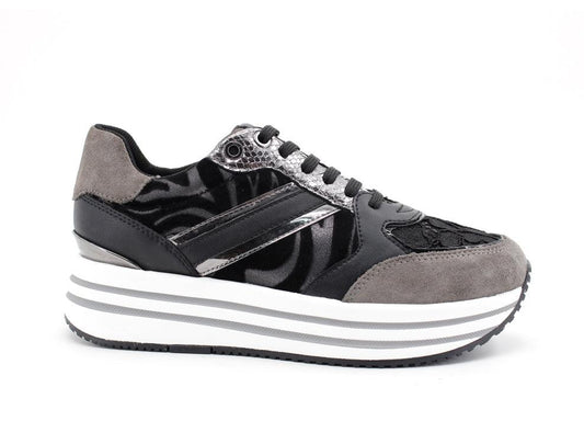 GEOX Sneaker Running Platform Zebra Dark Grey D16QHB022FPC9002 - Sandrini Calzature e Abbigliamento