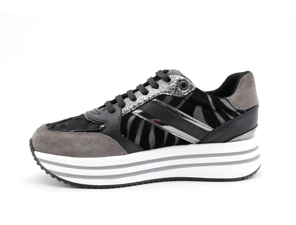 GEOX Sneaker Running Platform Zebra Dark Grey D16QHB022FPC9002 - Sandrini Calzature e Abbigliamento