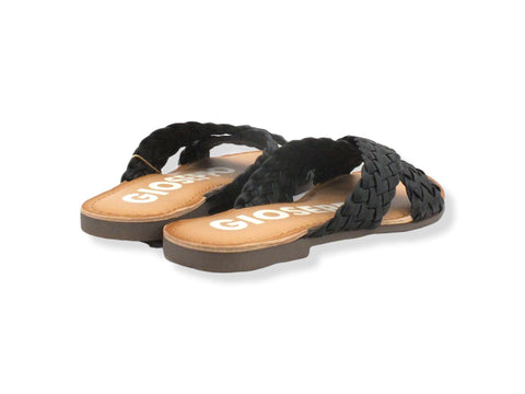 GIOSEPPO Upala Ciabatta Fasce Incrociate Intreccio Black 65940 - Sandrini Calzature e Abbigliamento