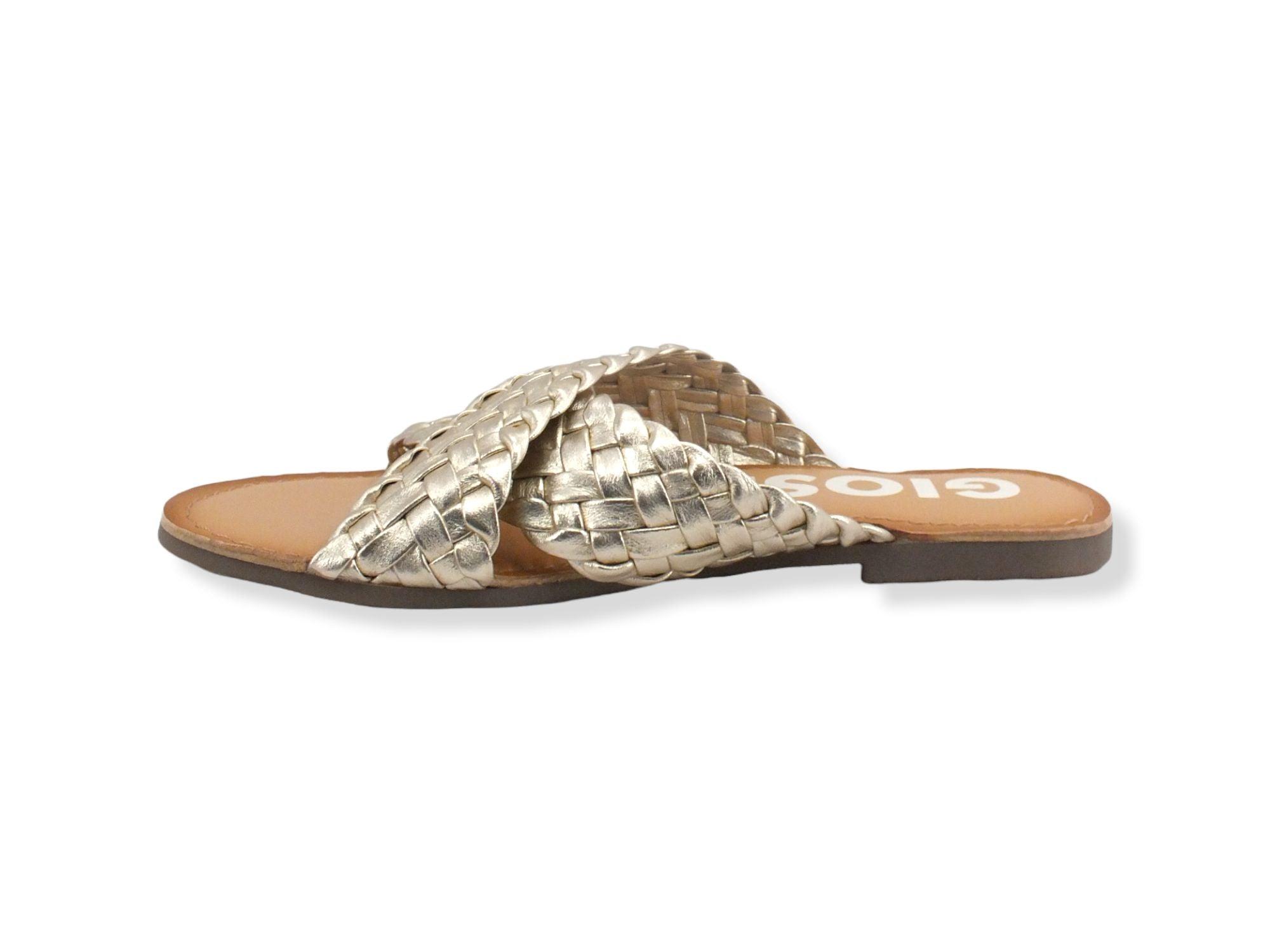 GIOSEPPO Upala Ciabatta Fasce Incrociate Intreccio Gold 65940 - Sandrini Calzature e Abbigliamento