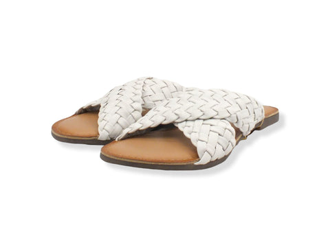 GIOSEPPO Upala Ciabatta Fasce Incrociate Intreccio Off White 65940 - Sandrini Calzature e Abbigliamento