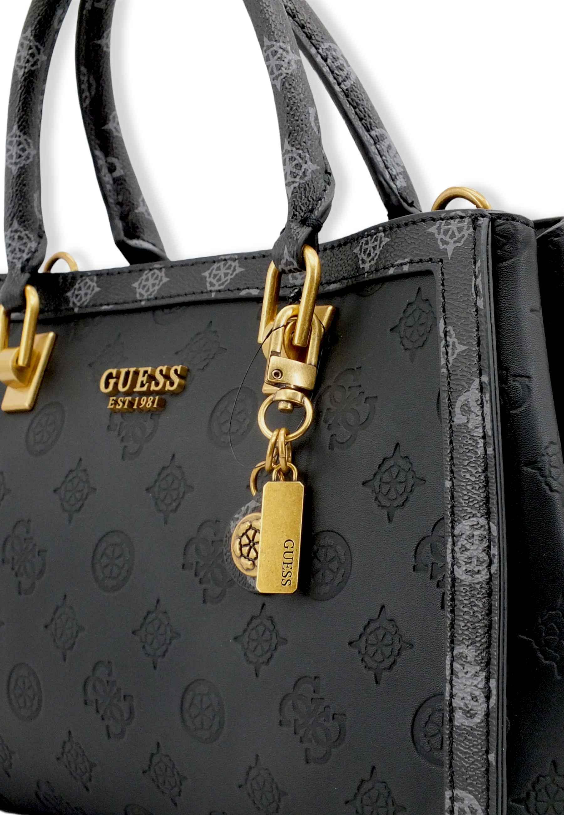GUESS Abey Satchel Girlfriend Borsa Tracolla Donna Black Logo Multi PB855806 - Sandrini Calzature e Abbigliamento