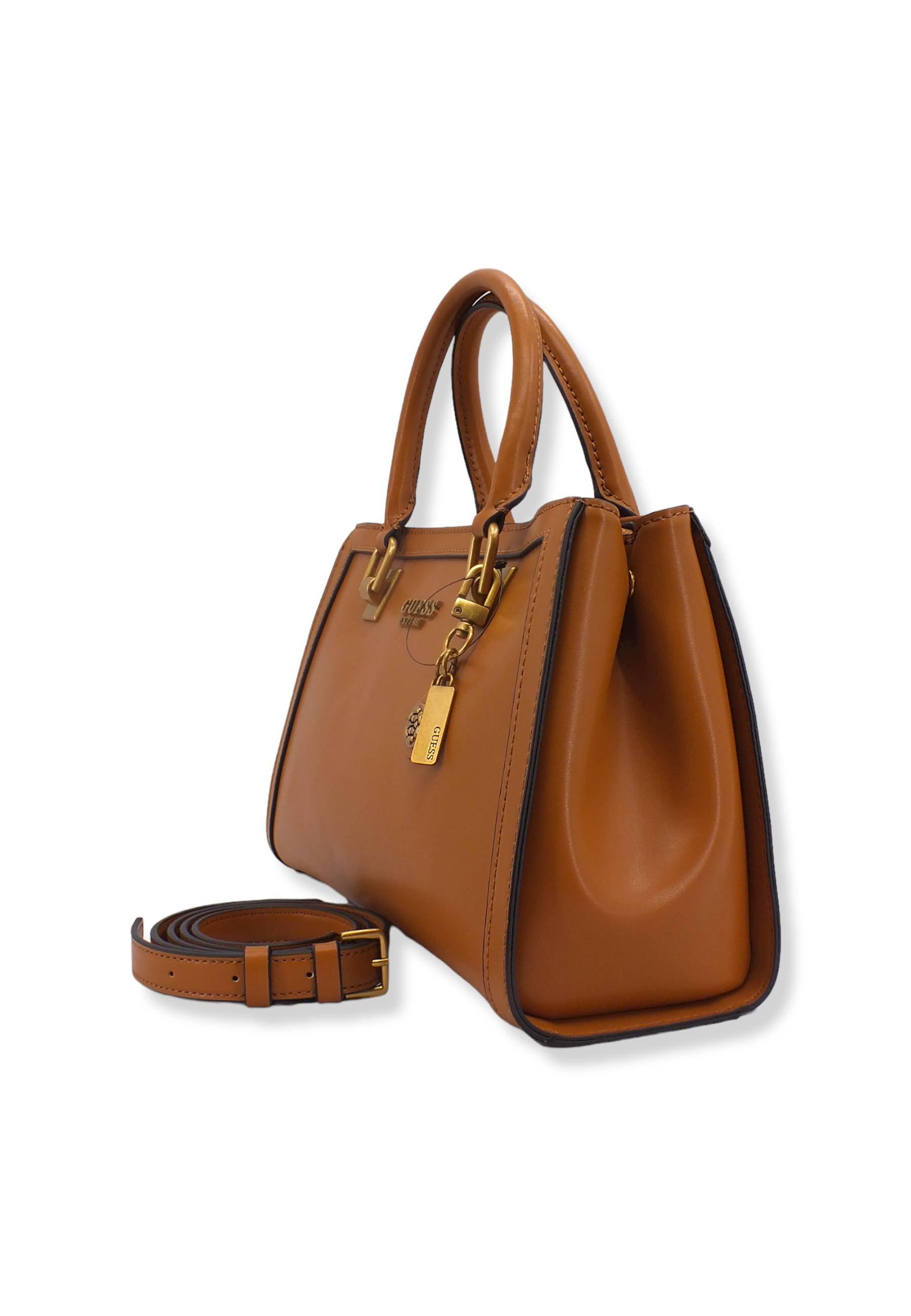 GUESS Abey Satchel Girlfriend Borsa Tracolla Donna Marrone Cognac VB855806 - Sandrini Calzature e Abbigliamento