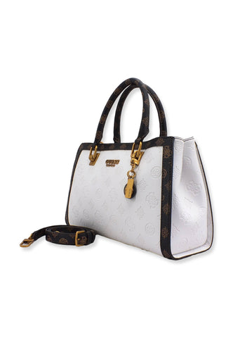 GUESS Abey Satchel Girlfriend Borsa Tracolla Donna White Logo Multi PB855806 - Sandrini Calzature e Abbigliamento