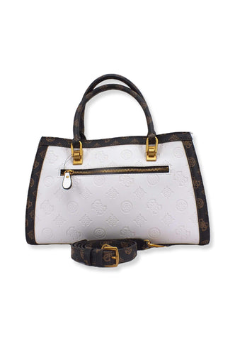 GUESS Abey Satchel Girlfriend Borsa Tracolla Donna White Logo Multi PB855806 - Sandrini Calzature e Abbigliamento