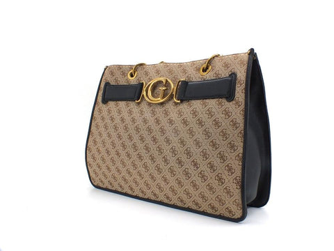 GUESS Aileen Tote Borsa Loghi Printed Black Beige HWAILEP1404 - Sandrini Calzature e Abbigliamento