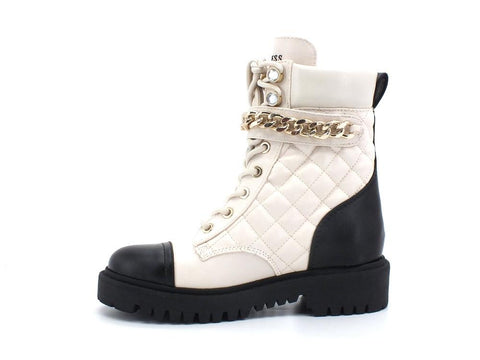 GUESS Anfibio Combact Trapuntato Catena Cream FL8ODSELE10 - Sandrini Calzature e Abbigliamento