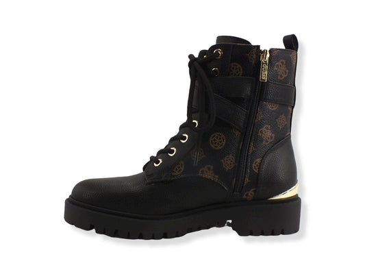 GUESS Anfibio Donna Loghi Printed Zip Laterali Black Gold FL8ONAFAL10 - Sandrini Calzature e Abbigliamento