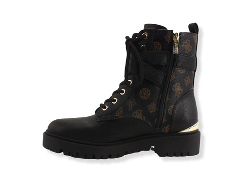 GUESS Anfibio Donna Loghi Printed Zip Laterali Black Gold FL8ONAFAL10 - Sandrini Calzature e Abbigliamento