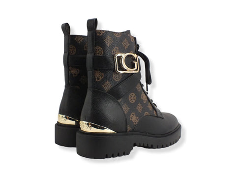 GUESS Anfibio Donna Loghi Printed Zip Laterali Black Gold FL8ONAFAL10 - Sandrini Calzature e Abbigliamento