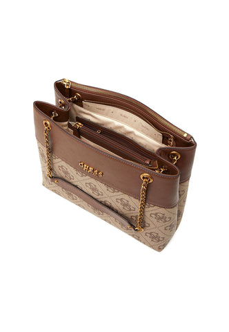 GUESS Berta Borsa Carryall Elite Latte Logo Brown BB868823 - Sandrini Calzature e Abbigliamento