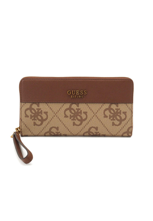 GUESS Berta Cheque Portafoglio Donna Latte Logo Brown BB868863 - Sandrini Calzature e Abbigliamento