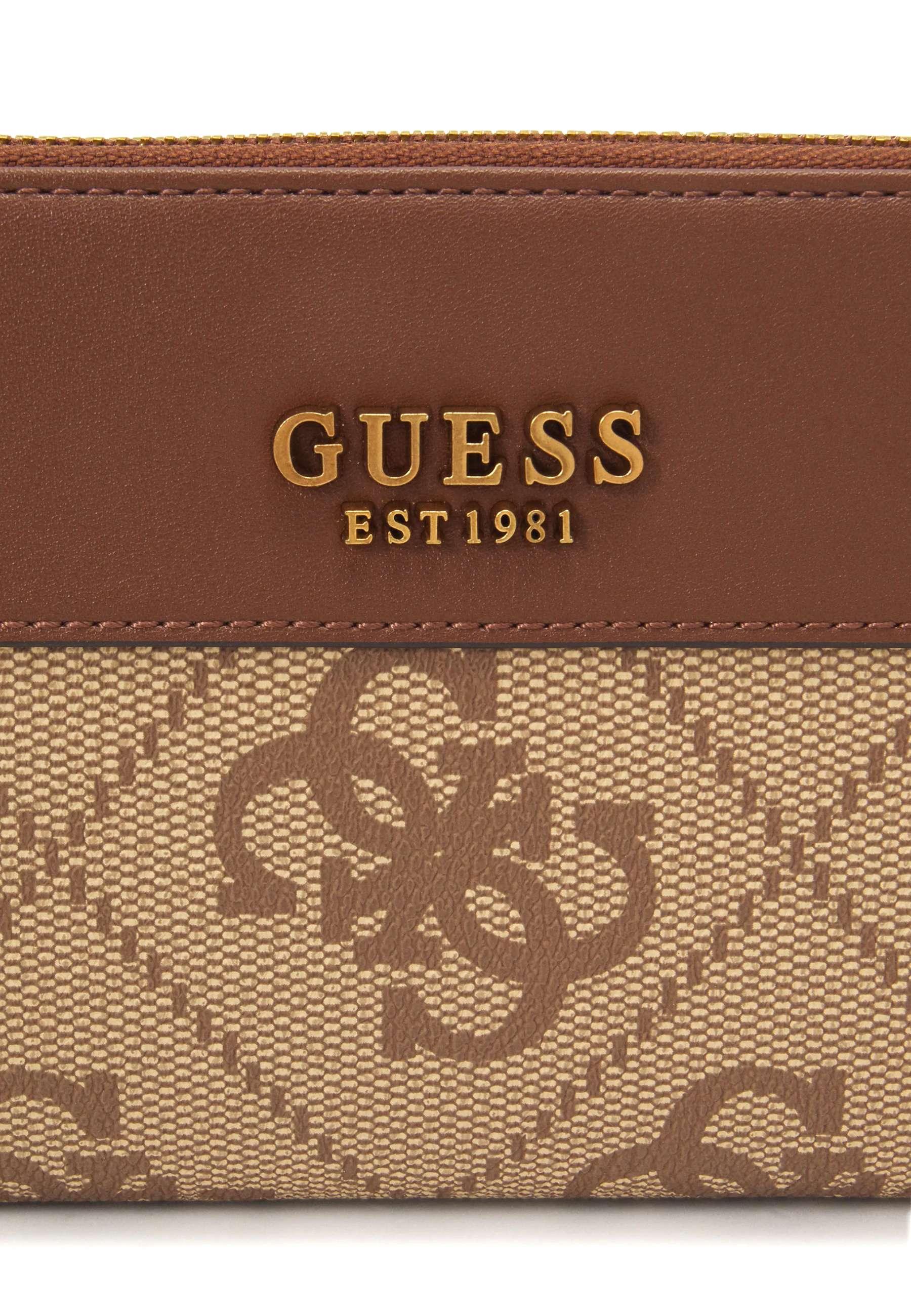 GUESS Berta Cheque Portafoglio Donna Latte Logo Brown BB868863 - Sandrini Calzature e Abbigliamento