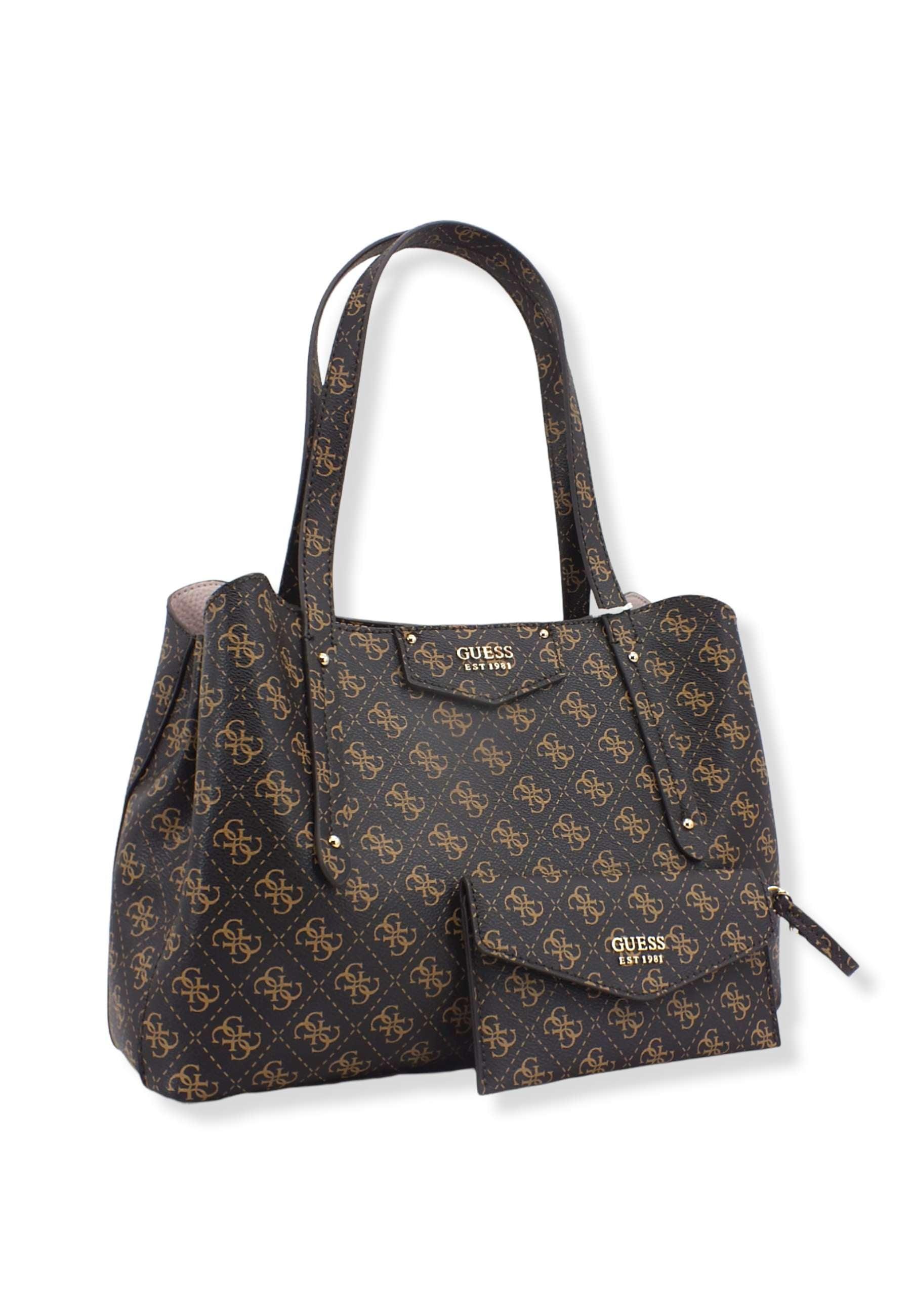 GUESS Borsa Con Pochette Eco Brenton Brown Logo ESG839009 - Sandrini Calzature e Abbigliamento