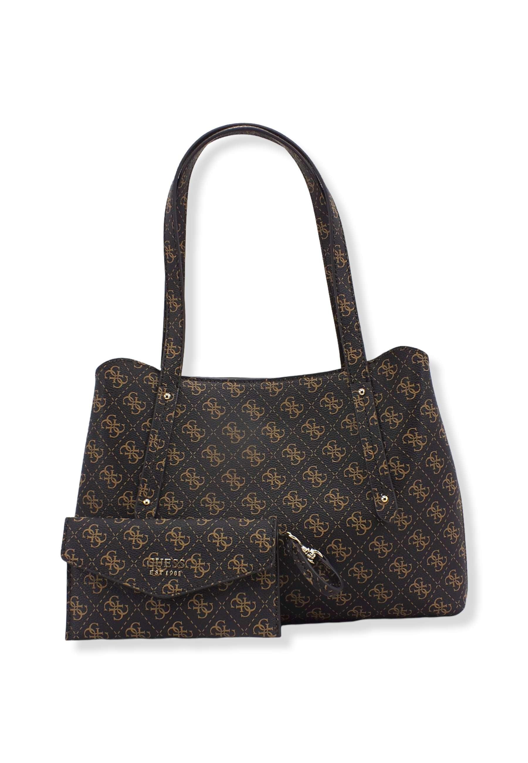 GUESS Borsa Con Pochette Eco Brenton Brown Logo ESG839009 - Sandrini Calzature e Abbigliamento