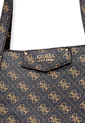 GUESS Borsa Con Pochette Eco Brenton Brown Logo ESG839009 - Sandrini Calzature e Abbigliamento