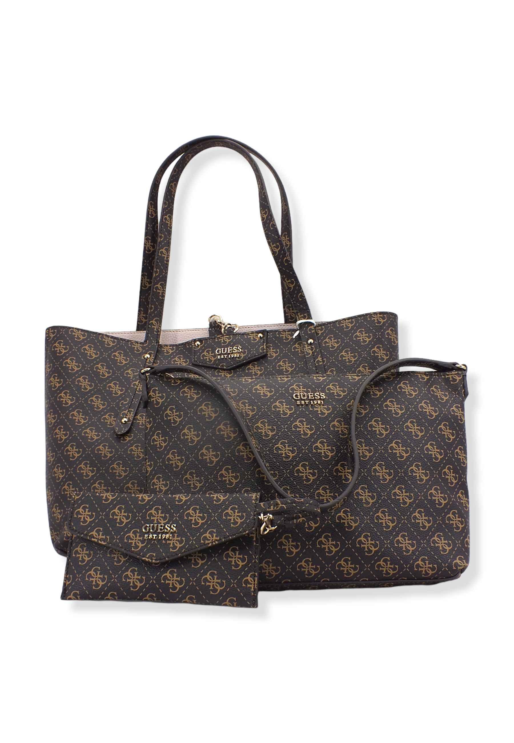 GUESS Borsa Con Pochette Eco Brenton Brown Logo ESG839023 - Sandrini Calzature e Abbigliamento