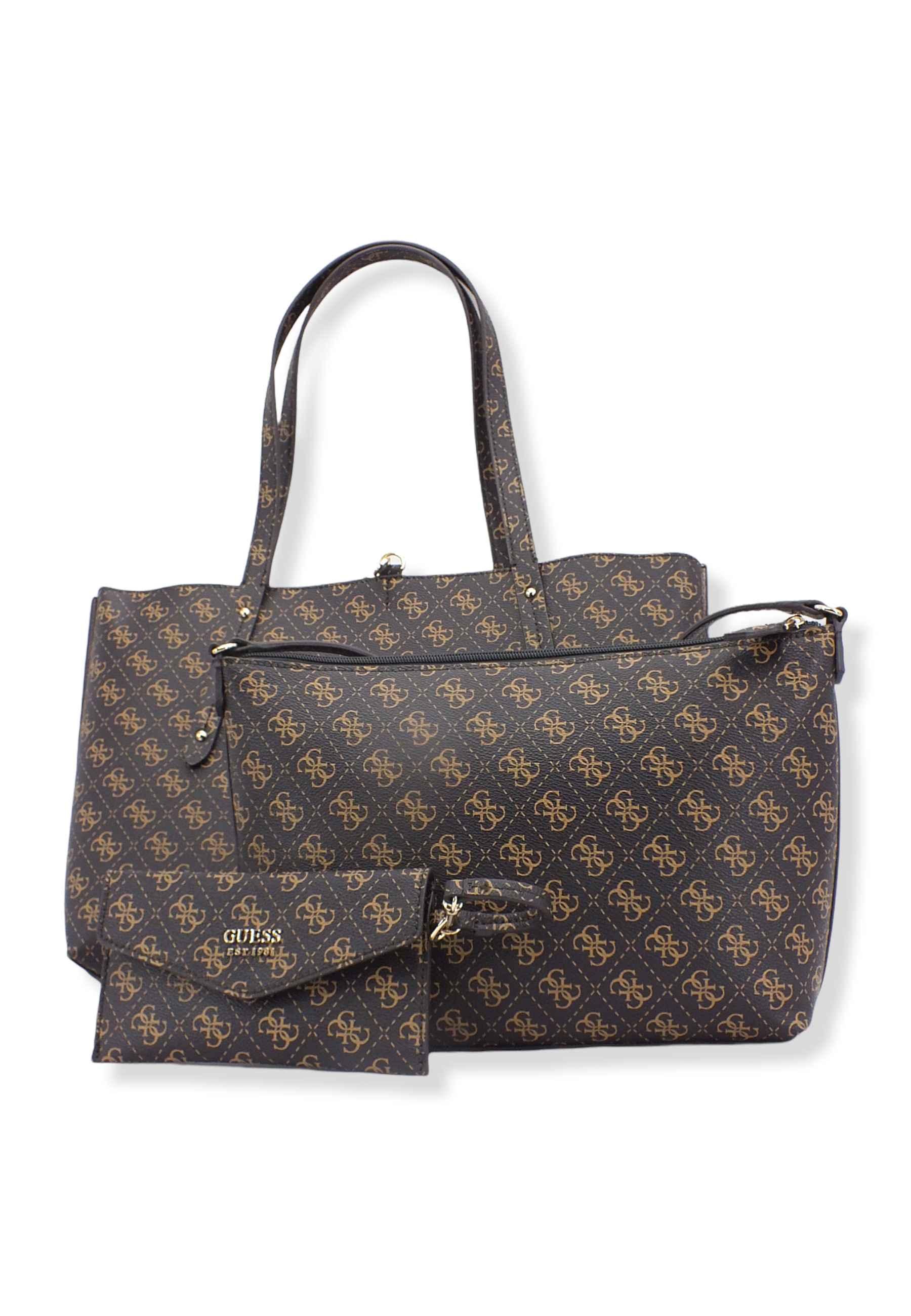 GUESS Borsa Con Pochette Eco Brenton Brown Logo ESG839023 - Sandrini Calzature e Abbigliamento