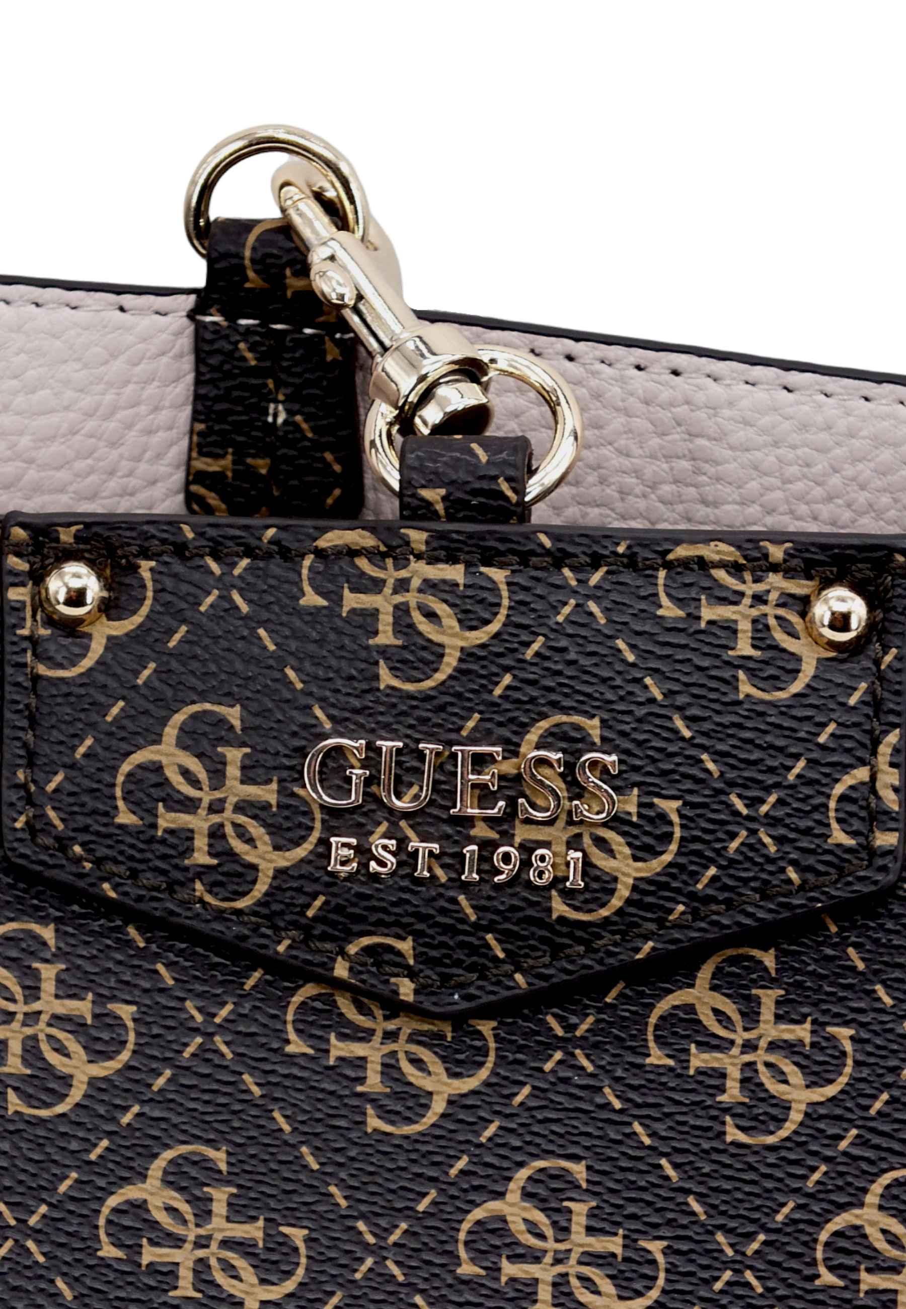 GUESS Borsa Con Pochette Eco Brenton Brown Logo ESG839023 - Sandrini Calzature e Abbigliamento