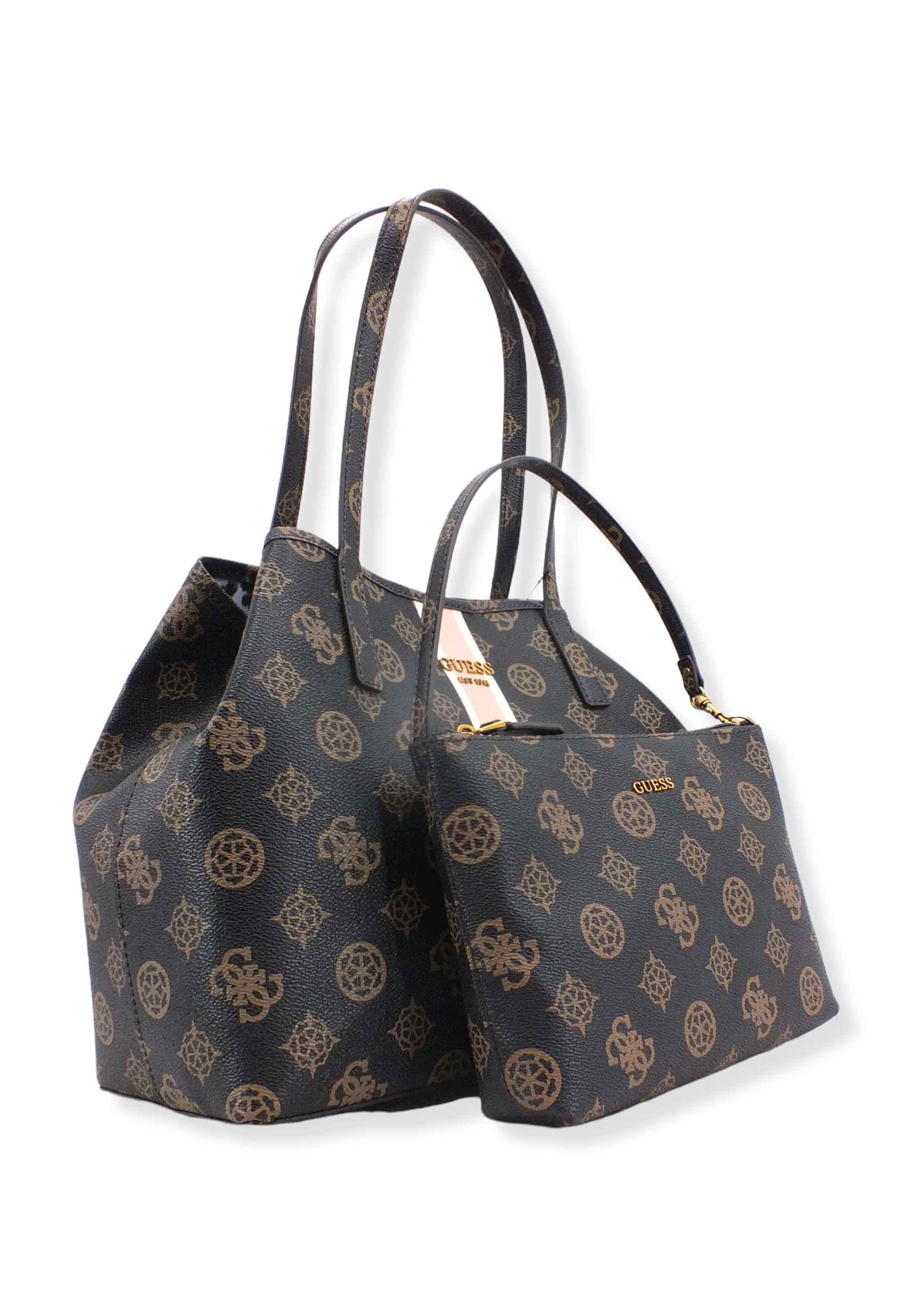 GUESS Borsa Con Pochette Vikky Tote Marrone Mocha Logo BP699523 - Sandrini Calzature e Abbigliamento