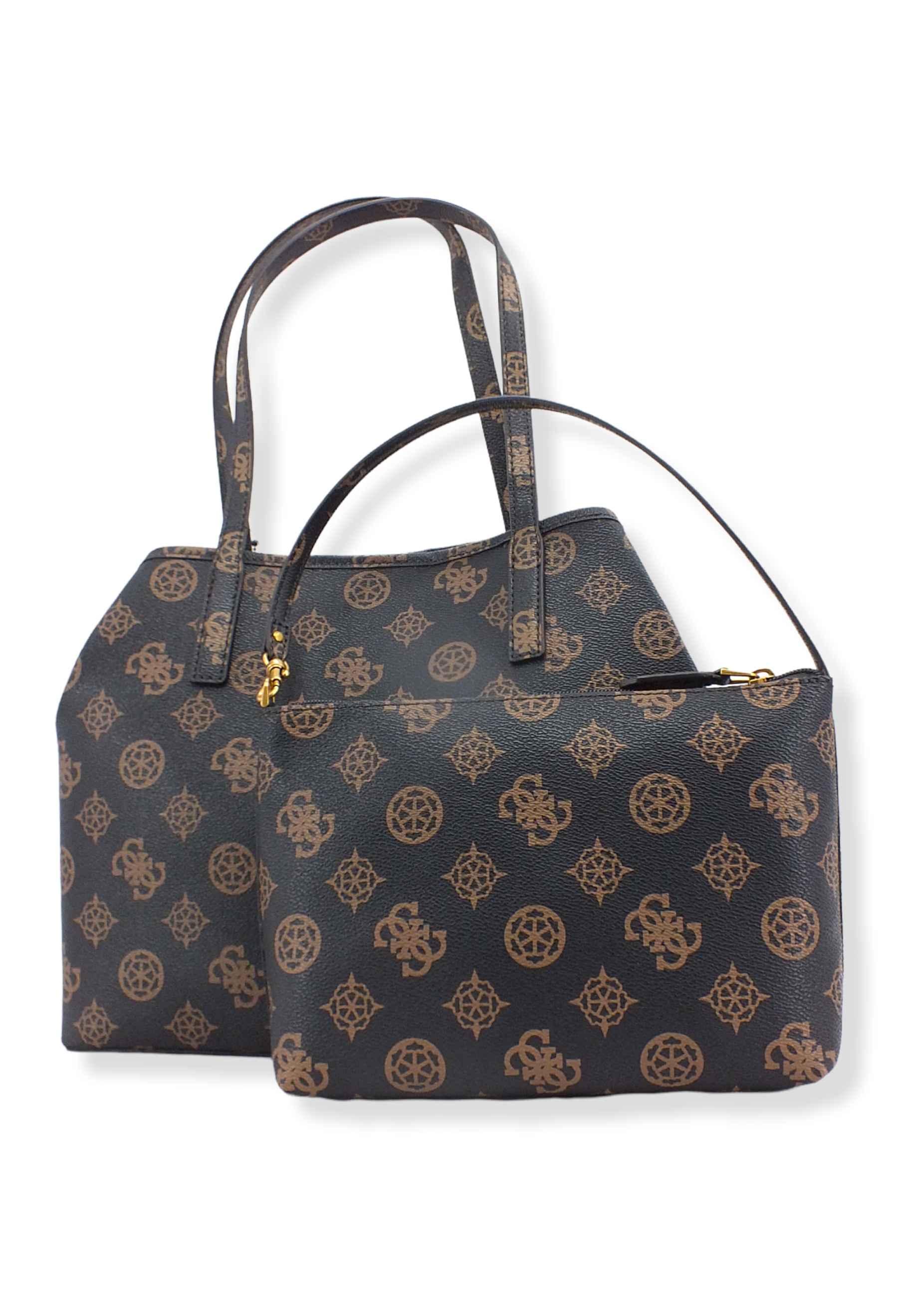 GUESS Borsa Con Pochette Vikky Tote Marrone Mocha Logo BP699523 - Sandrini Calzature e Abbigliamento