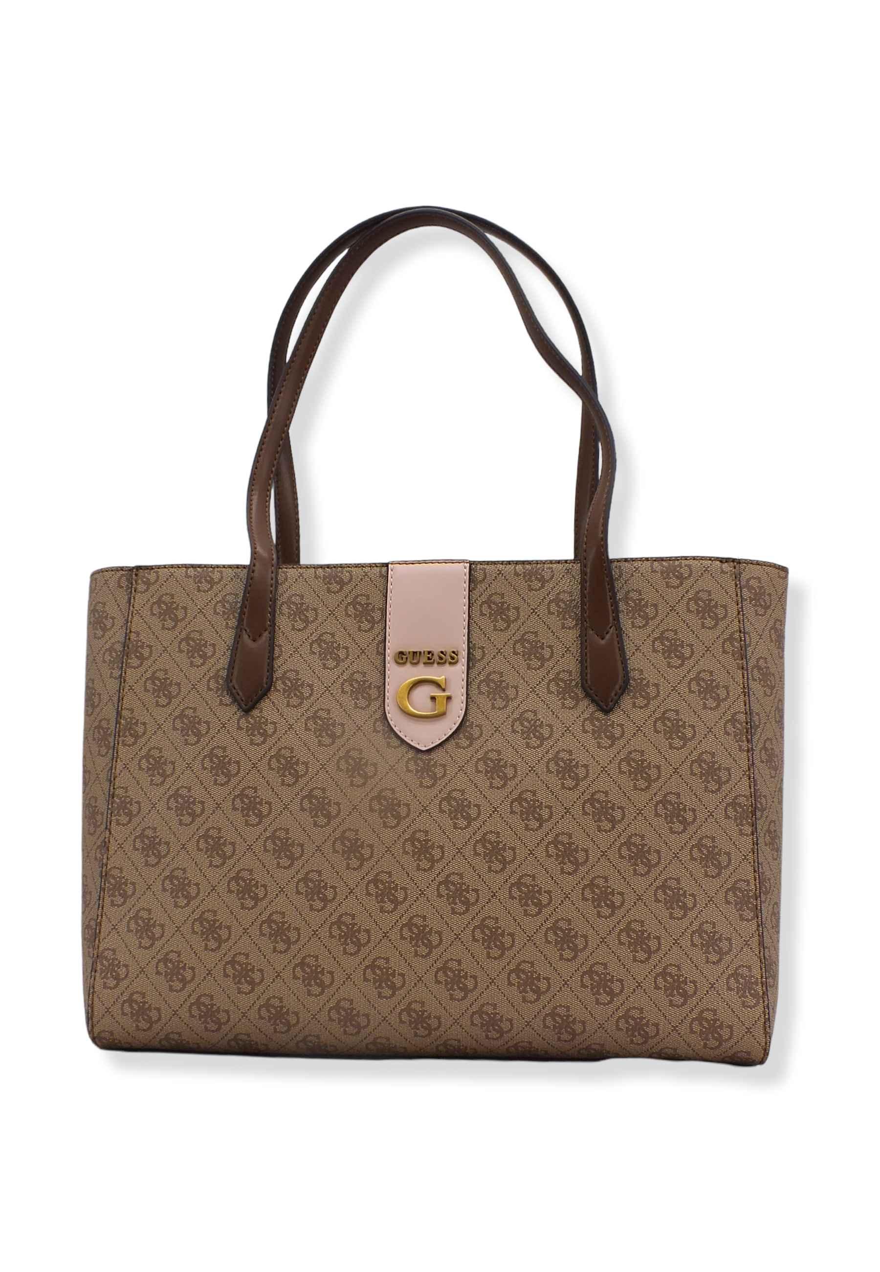 GUESS Borsa Rossana Socety Marrone Latte Logo Shell SB855123 - Sandrini Calzature e Abbigliamento