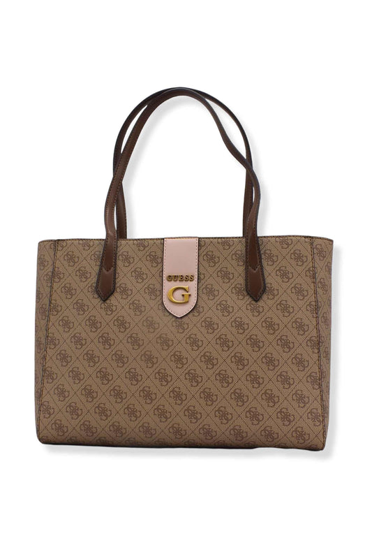 GUESS Borsa Rossana Socety Marrone Latte Logo Shell SB855123 - Sandrini Calzature e Abbigliamento