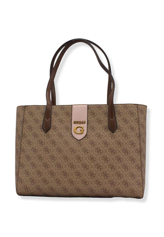 GUESS Borsa Rossana Socety Marrone Latte Logo Shell SB855123 - Sandrini Calzature e Abbigliamento